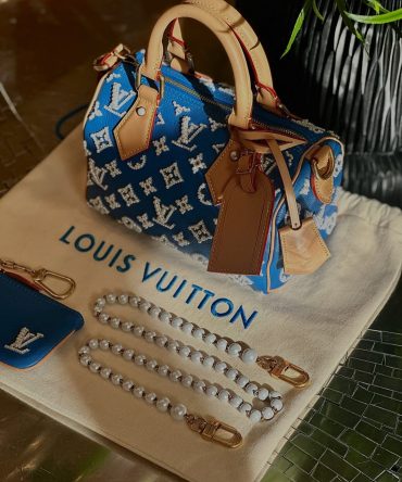 *Louis Vuitton Speedy 20 Bandoulière - Blue Denim Jacquard with Pearl Embroidered Monogram*