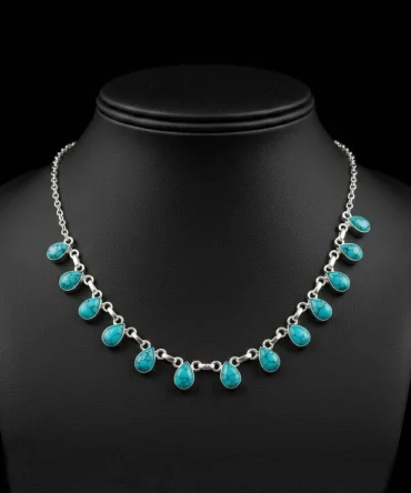 Turquoise Gemstone 925 Sterling Silver Handmade Gift Necklace 18