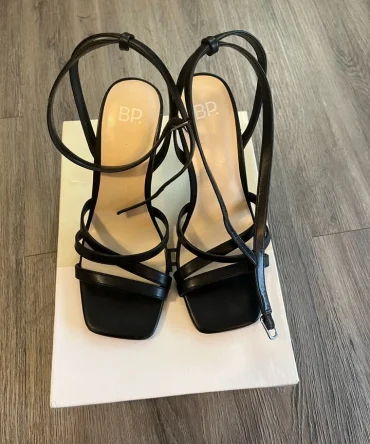 BP Black Strappy Open Toe High Heeled Sandals Womens 5.5 Elegant Minimalist